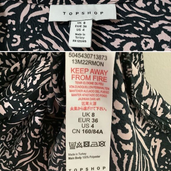 Topshop Funky Cheetah Zebra Animal Print Maximalist Button Up Blouse Size 4 - Picture 11 of 12